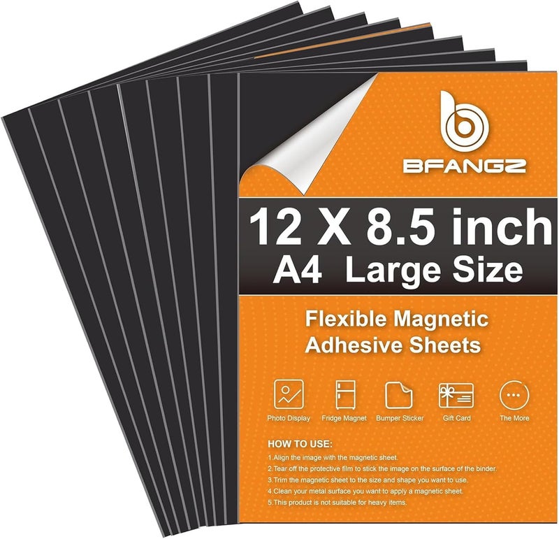 BFANGZ Magnetic Sheets with Adhesive Backing Flexible Strong Magnet Paper for Crafts Photos and Die Storage Easy to Cut (10, A4) - Image 1