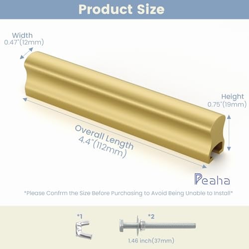 Peaha 5 Pack Adjustable Cabinet Drawer Pulls Overall Length 102mm(4inch) Brushed Brass Drawer Handles Dresser Hardware for Cupboard - Image 2