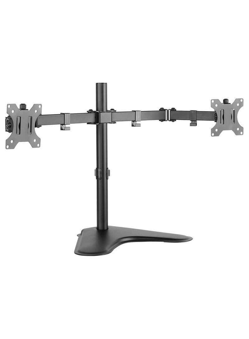 Newstar Dual Monitor Stand | Heavy Duty Double Monitor Arm Fits 13”–32” Screens | Freestanding Base | Full Motion Adjustable Articulating Arms with Cable Management | VESA 75x75 & 100x100 Compatible - Image 1