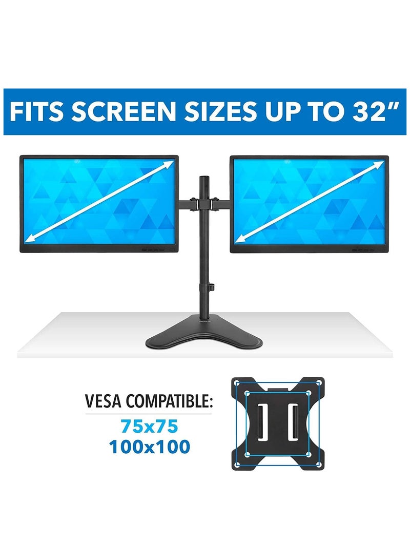 Newstar Dual Monitor Stand | Heavy Duty Double Monitor Arm Fits 13”–32” Screens | Freestanding Base | Full Motion Adjustable Articulating Arms with Cable Management | VESA 75x75 & 100x100 Compatible - Image 5