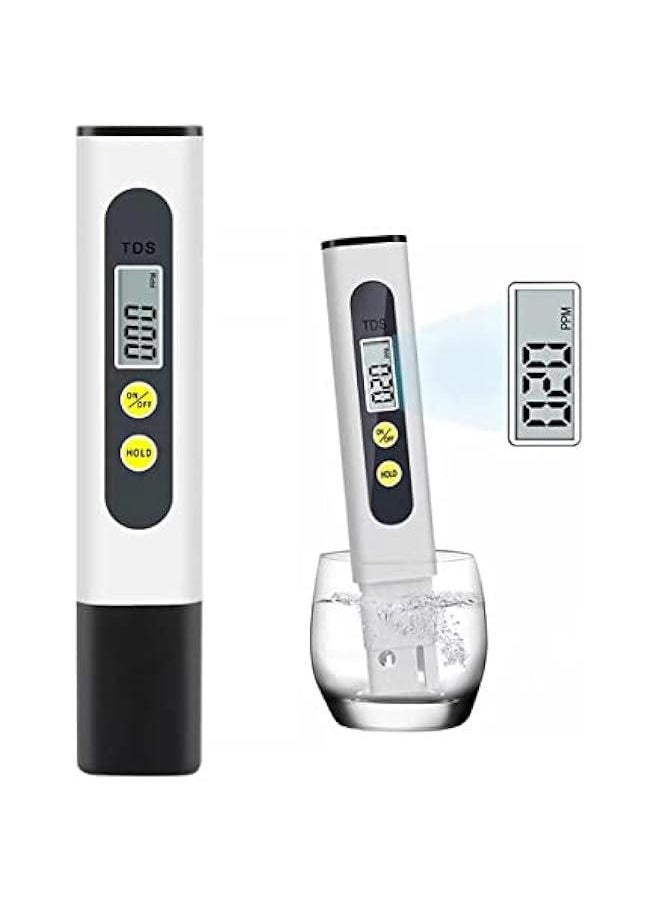 Generic TDS Meter Digital Water Quality Tester for RO-RODI System Drinking Water, Aquariums, Hydroponics, 0-9990 ppm Measuring Range, 1 ppm Increments, 2% Readout Accuracy（White）  - Image 1