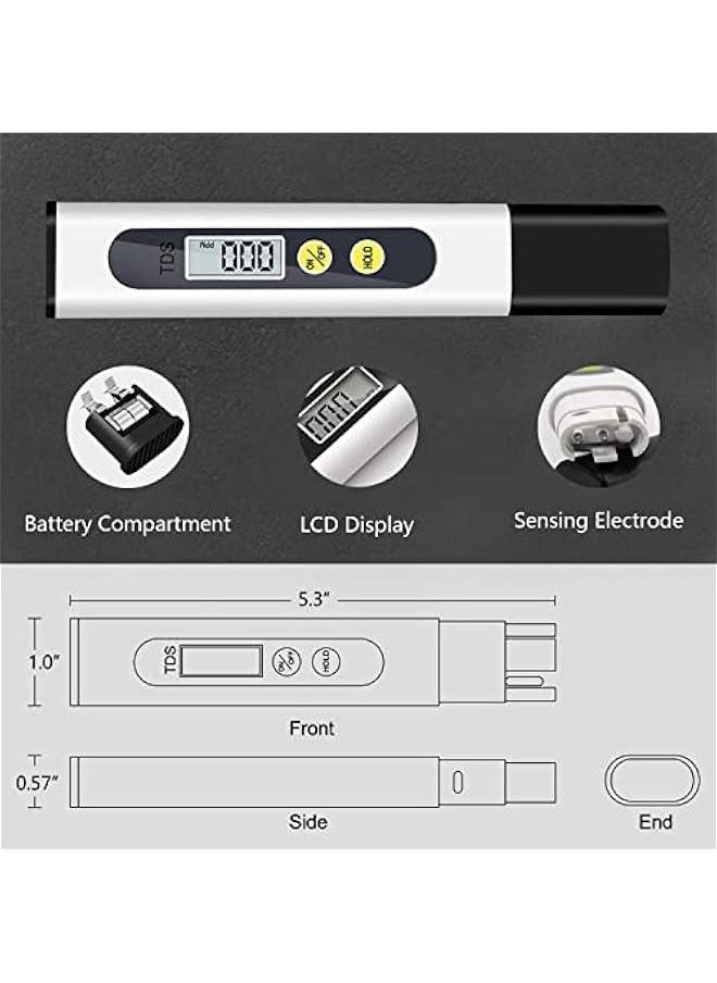 Generic TDS Meter Digital Water Quality Tester for RO-RODI System Drinking Water, Aquariums, Hydroponics, 0-9990 ppm Measuring Range, 1 ppm Increments, 2% Readout Accuracy（White）  - Image 4