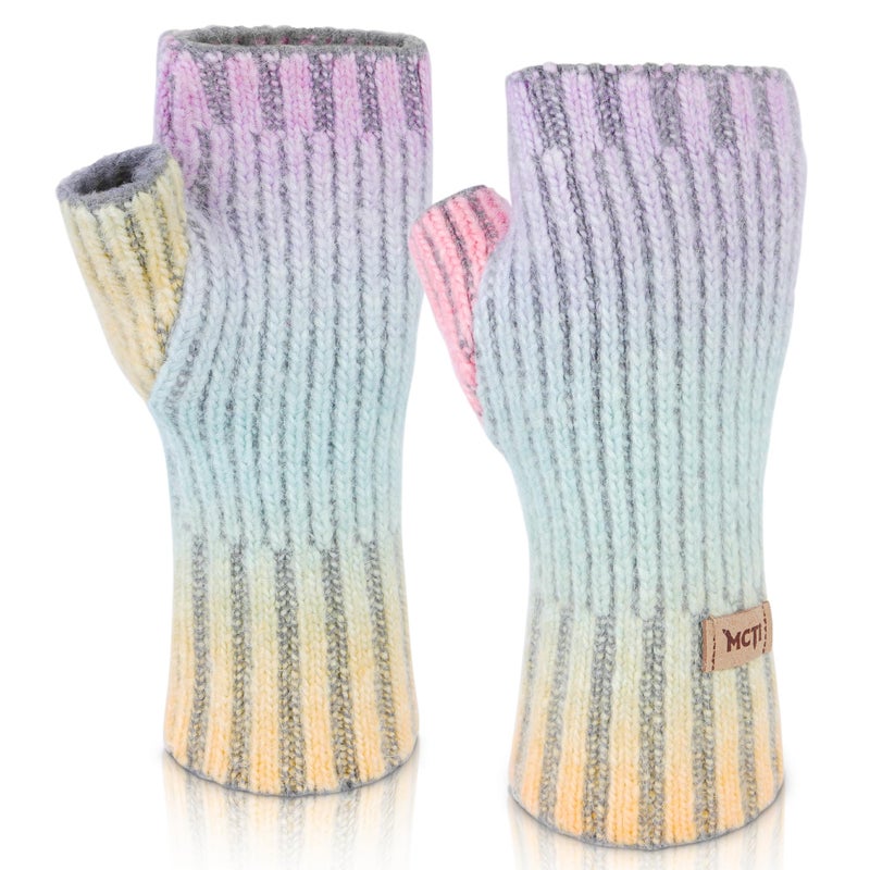 MCTi Winter Gloves for Women, Fingerless Mittens Knitted, Typing Gloves with Long Wrist Cuff, Warm for Cold Weather - Image 1