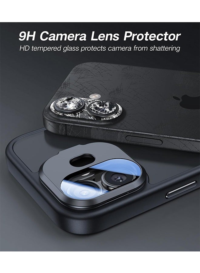 for iPhone 16 Case with Camera Cover Stand Fit for MagSafe 9H Camera Lens Protector Mil-Grade Protection Translucent Matte Silicone Magnetic iPhone 16 Phone Case, Black - Image 2