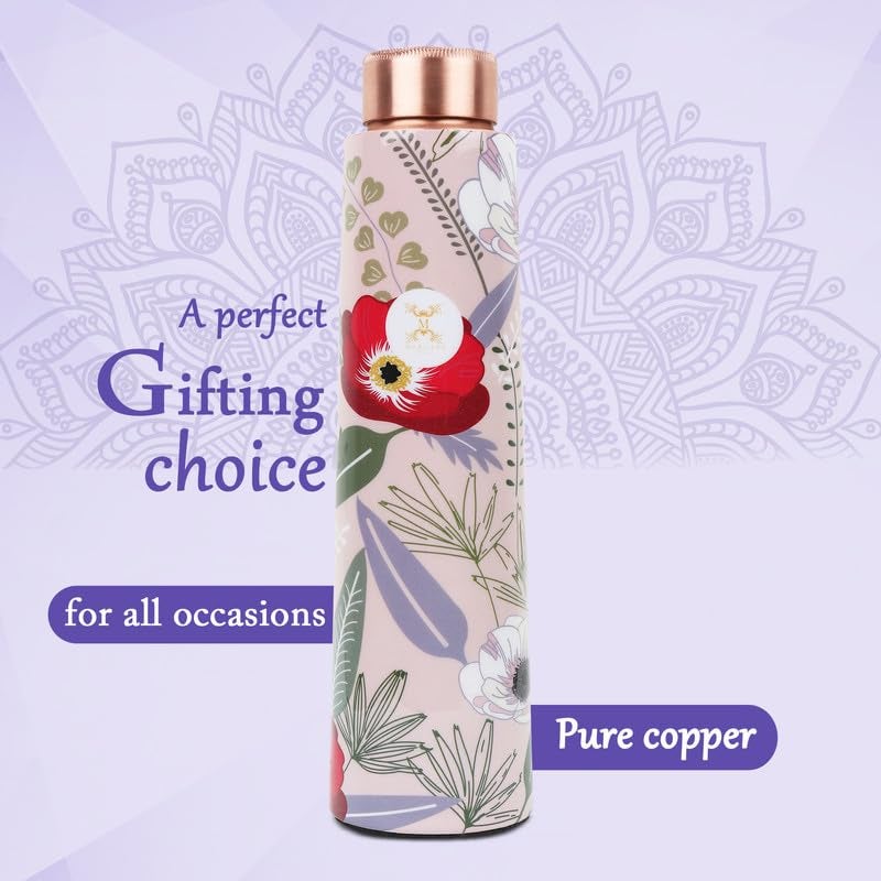 MERCAPE® MERCAPE Unlock Ayurvedic Secrets Copper Water Bottle - Multi Colored Design, Leak Proof (900 ml) - Image 5