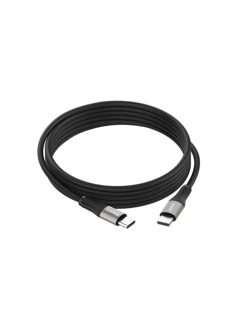 iOsuite USB-C to USB-C Cable 60W Fast Charging, Aluminum Alloy Head, Braided Nylon, 1.2M Durable Type-C Cable Compatible with iPhone 15/16/17 Series, iPad, MacBook, Samsung Galaxy, Laptops – Black - Image 3