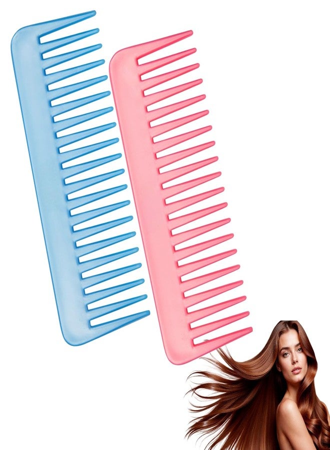 RIANZ® Large Hair Detangling Wide Tooth Shampoo Comb for Wet & Dry Hairs, Long & Curly Hair, NO Handle Detangling Combs for Lady Women Girls, Plastic Comb (Multi Color - Pack of 2) - Image 1