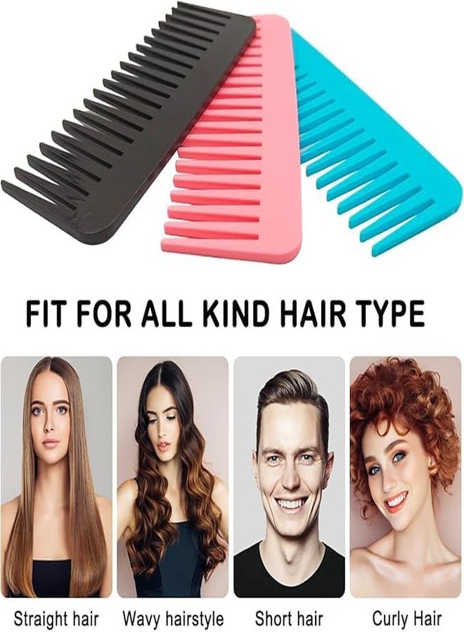 RIANZ® Large Hair Detangling Wide Tooth Shampoo Comb for Wet & Dry Hairs, Long & Curly Hair, NO Handle Detangling Combs for Lady Women Girls, Plastic Comb (Multi Color - Pack of 2) - Image 5