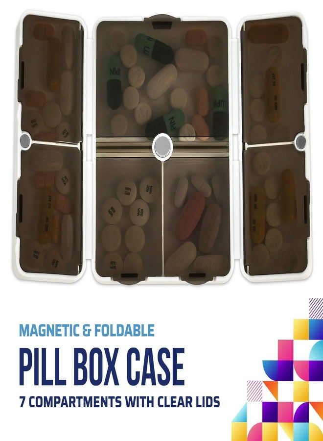 MEDca Magnetic Foldable Pill Box Case - 7 Day Weekly Medicine Organizer - Portable Compact Lightweight Pill Container with 7 Compartments, Dustproof, Air-Tight, BPA Free for Pills Vitamins and Supplements - Image 2