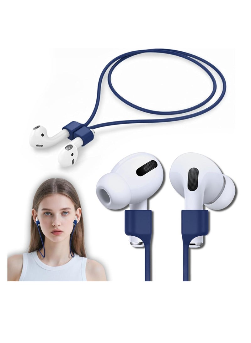 Generic Colorful Magnetic Straps For AirPods Soft Silicone Lanyard Compatible With Airpods - Navy  - Image 1