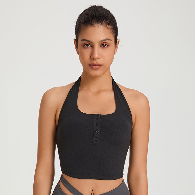 Halter Neck Sports Bra For Women, Quick-Drying, Shock-Proof, High-Intensity Fitness Top, Beautiful Back Yoga Bra, Sports Style - Image 1