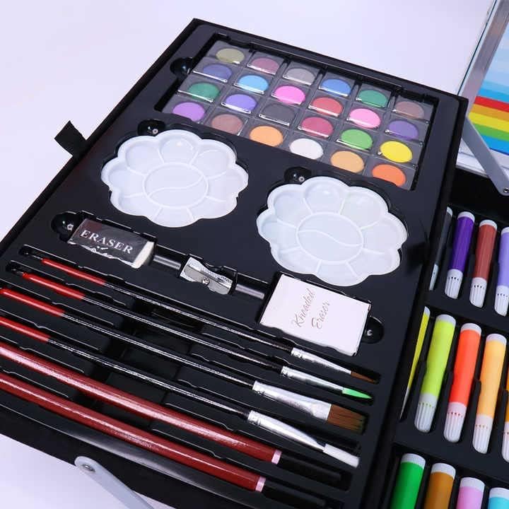 Breatoi 145 Pcs Professional Art Set - Drawing Painting Sketching Colouring Kids Set - All in 1 Art Case Perfect for Kids with Blue Unicorn Rainbow Design Aluminium Case - Image 3