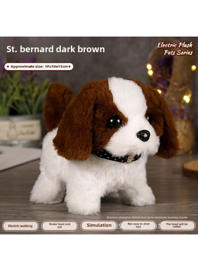 Electronic Pet Toy Dog Cat Interactive Intelligent Robot Pets Smart Puppy Kitten Playmate Automatic Feeder-Color:Saint Bernard (dark Brown)-Specifications:opp Bag  - Image 1