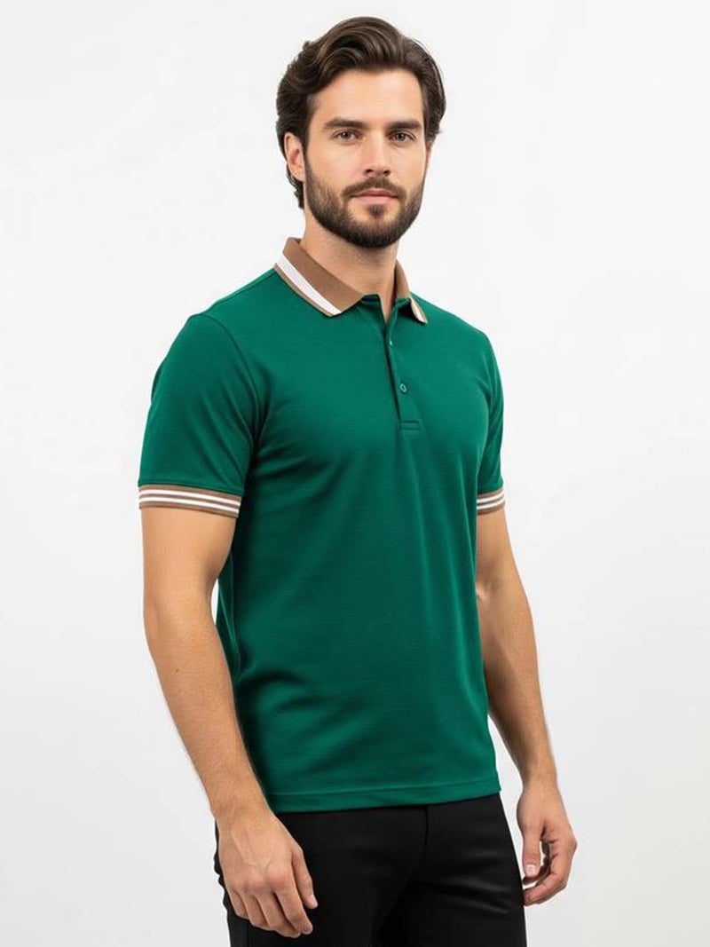 Veirdo® Pure Cotton Half Sleeves Regular Fit Plain Solid Classic Polo Colored Collar T-Shirt for Men (Polo_TPCLR_G117_XXL) - Image 4