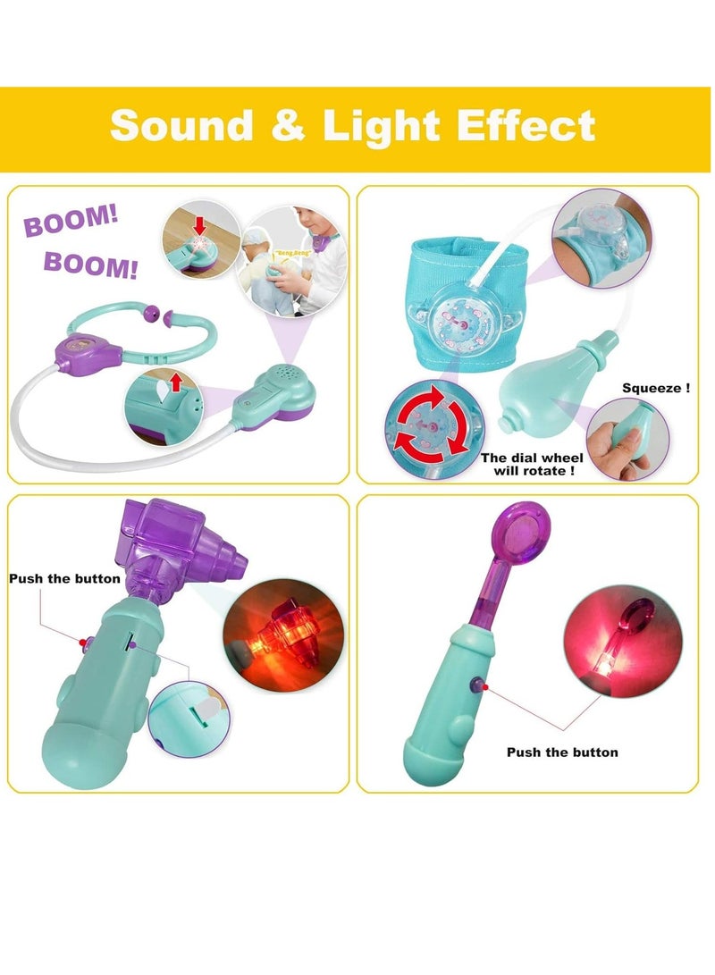 BESTPEAK Kids Doctor Set with Stethoscope Pretend Medical Toy Set Kids Doctor Toy Set Dentist Set Toy Kids Doctor Kit, 25 Pieces Pretend Toy Doctor Dentist Toy with Electronic Devices, Kids Doctor Kit Packed in Medical Box, Best Gift for 3 4 5 6 7 Years Old Boys Girls - Image 2