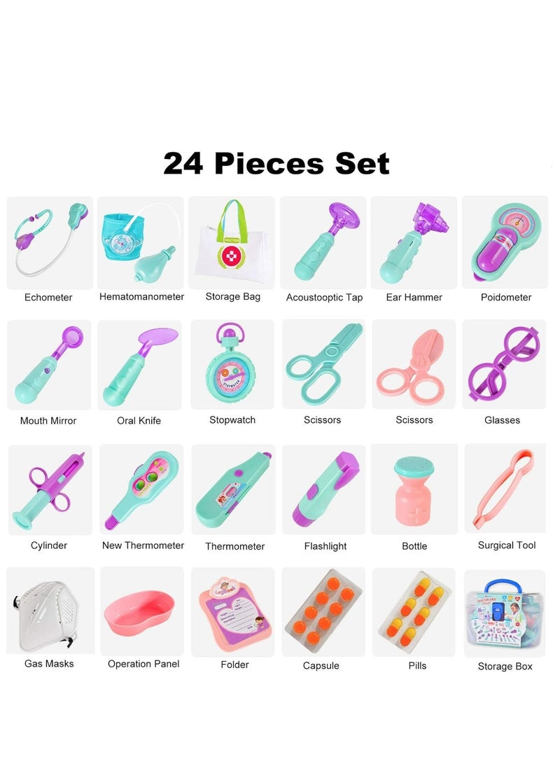 BESTPEAK Kids Doctor Set with Stethoscope Pretend Medical Toy Set Kids Doctor Toy Set Dentist Set Toy Kids Doctor Kit, 25 Pieces Pretend Toy Doctor Dentist Toy with Electronic Devices, Kids Doctor Kit Packed in Medical Box, Best Gift for 3 4 5 6 7 Years Old Boys Girls - Image 3