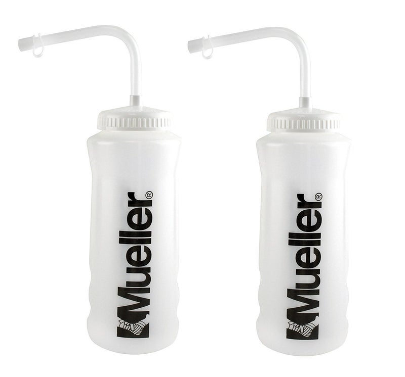 Mueller Quart Bottle w/Straw, Natural Color w/ Black Letters (2-Pack) - Image 1