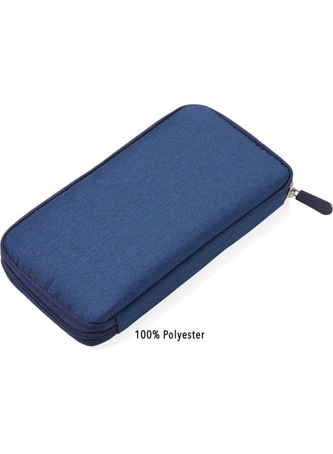 Troika Safe Flight TRV20/DB case for Travel documents, with Anti-scan Film for RFID Chips, Zip, 12 Inner compartments, Pen Loop, Made of Polyester, Dark Blue/Orange - Image 2