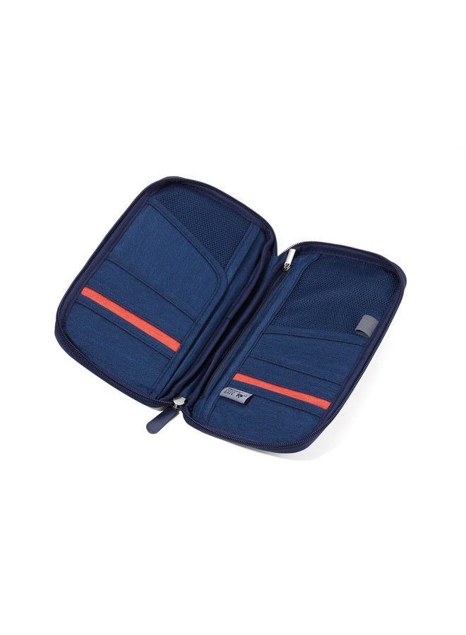 Troika Safe Flight TRV20/DB case for Travel documents, with Anti-scan Film for RFID Chips, Zip, 12 Inner compartments, Pen Loop, Made of Polyester, Dark Blue/Orange - Image 3
