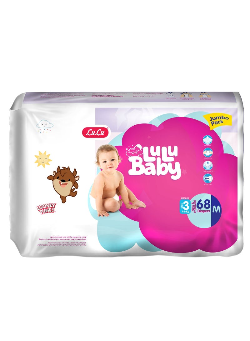 LuLu Baby Diaper Size 3 4-9 kg Medium 68 pcs