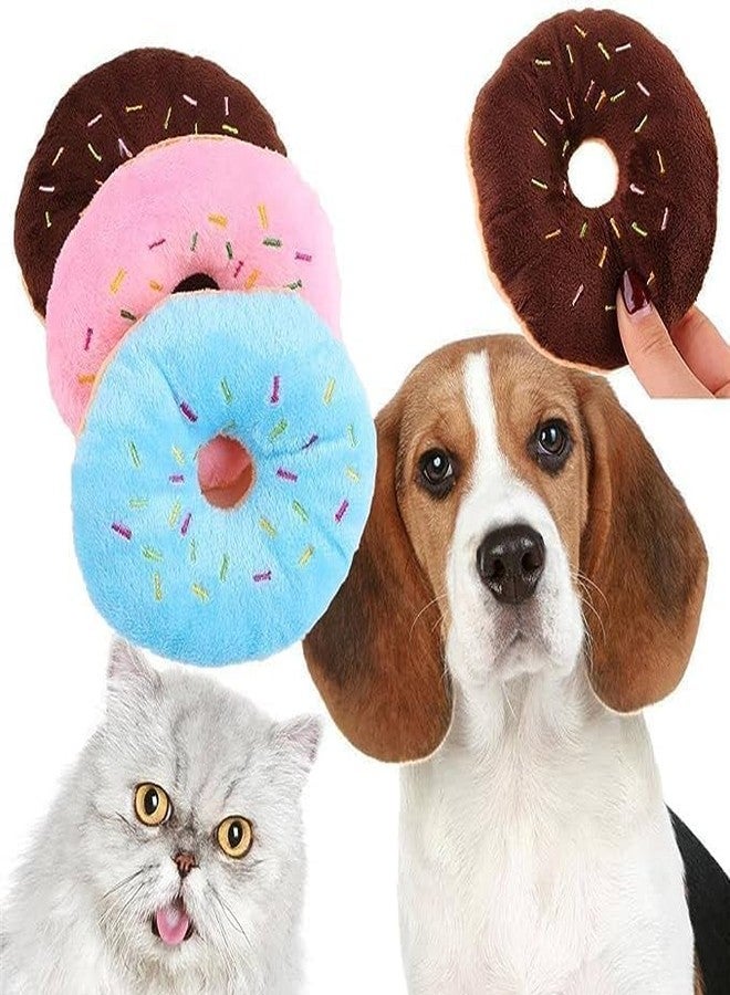 aoukoslt 2 Pcs Blue Donut Shape Plush Pet Toy, Lovely Squeaky Sound Chew Toy for Dogs with Chew Guard Technology, Squeak Toys, Decorations - Image 4