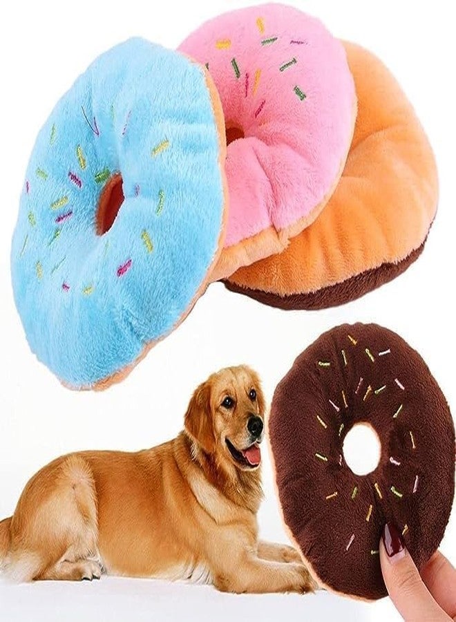 aoukoslt 2 Pcs Blue Donut Shape Plush Pet Toy, Lovely Squeaky Sound Chew Toy for Dogs with Chew Guard Technology, Squeak Toys, Decorations - Image 3