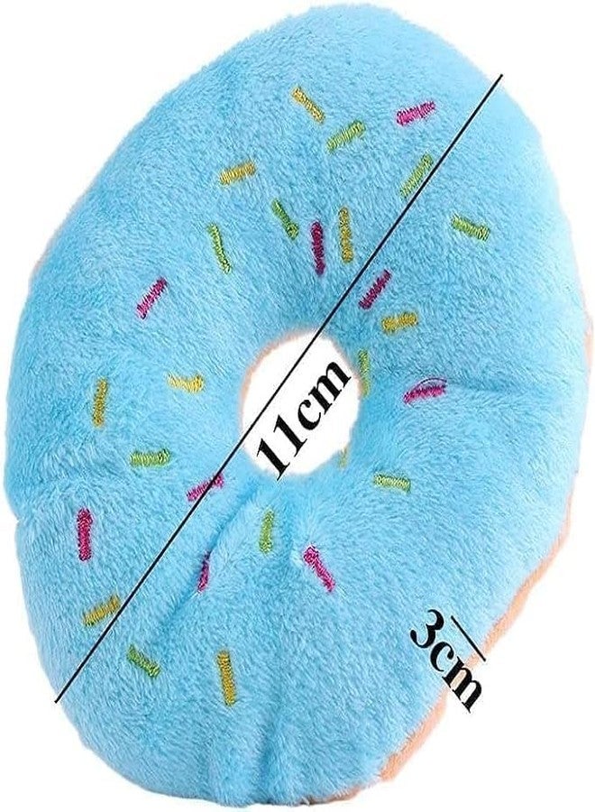 aoukoslt 2 Pcs Blue Donut Shape Plush Pet Toy, Lovely Squeaky Sound Chew Toy for Dogs with Chew Guard Technology, Squeak Toys, Decorations - Image 2