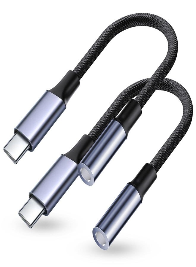 JHAOUS USB Type C to 3.5mm Headphone Jack Adapter, (2-Pack) USB C to Aux Female Audio Dongle Cable Cord Compatible for iPhone 15 Pro Max/15 Pro/15 Plus, Galaxy S23/S22 Ultra, iPad Pro, Pixel - Image 1
