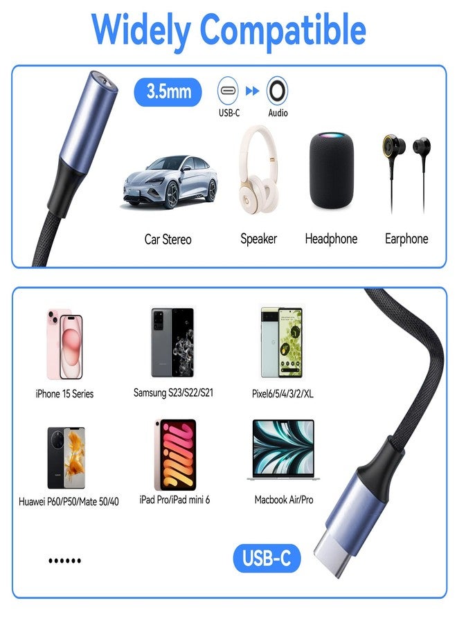 JHAOUS USB Type C to 3.5mm Headphone Jack Adapter, (2-Pack) USB C to Aux Female Audio Dongle Cable Cord Compatible for iPhone 15 Pro Max/15 Pro/15 Plus, Galaxy S23/S22 Ultra, iPad Pro, Pixel - Image 5