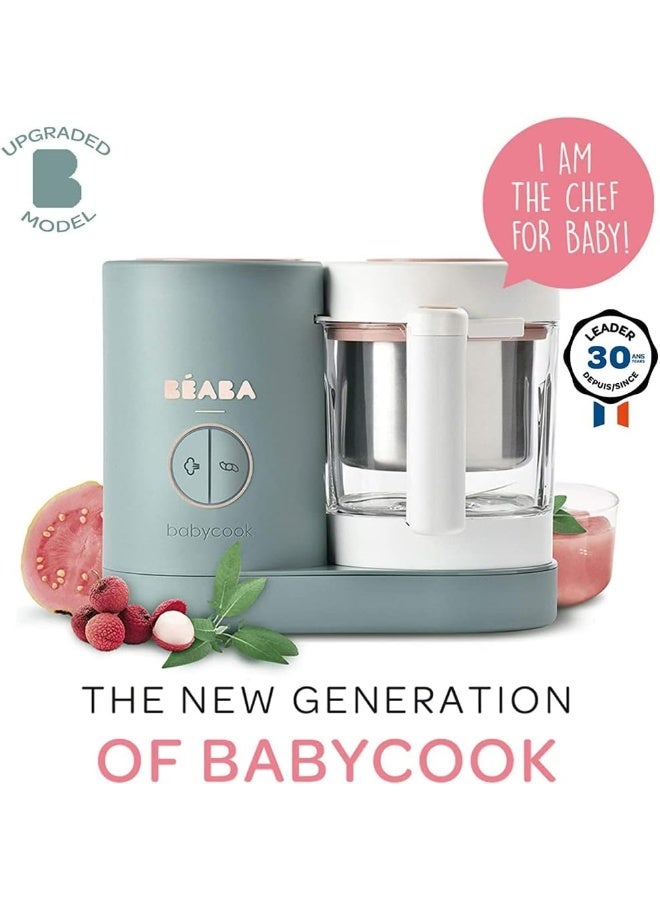 BEABA Babycook Neo Baby Food Maker 4 In 1 : Food Processor, Blender And Cooker Soft Steamer Cooking Quick Homemade Baby Food Glass Bowl Stainless Steel Tub Green  - Image 2