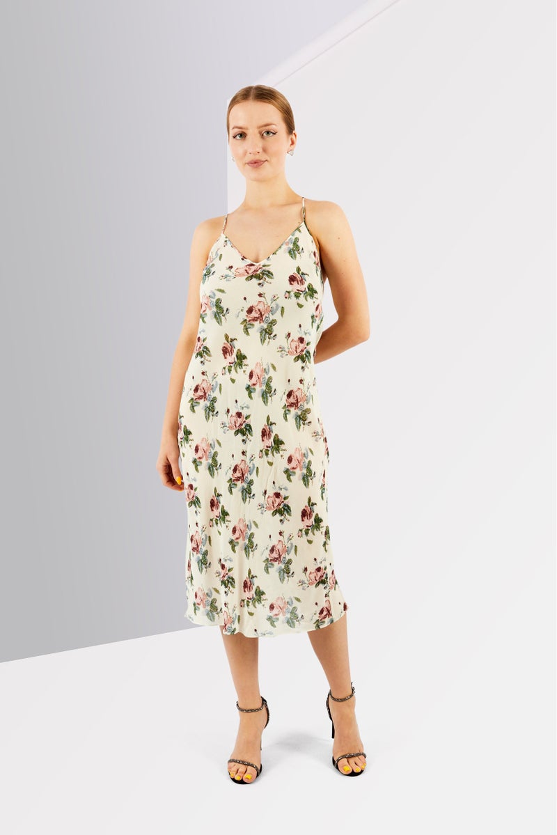 Saint Laurent Women Floral Print Midi Dress, Multicolor - Image 1