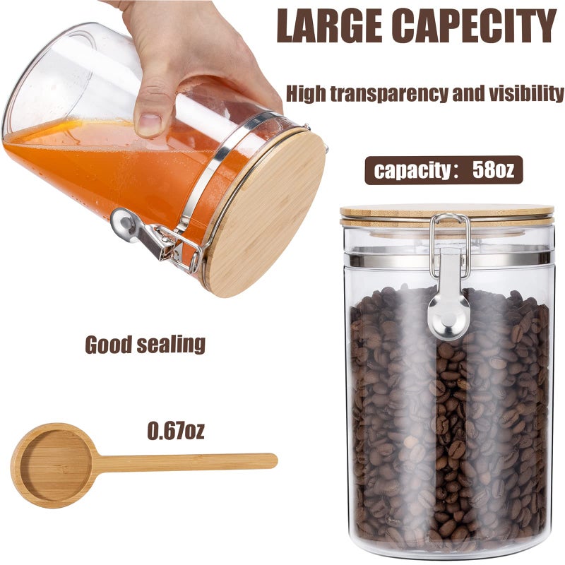Yangbaga Coffee Container for Ground Coffee,2Ã—58OZ Storage Containers with Shelf & Scoop,Plastics Airtight Coffee Canisters for Ground Coffee Bean,Food Storage Jars for Kitchen,Nuts,Tea,Sugar - Image 2
