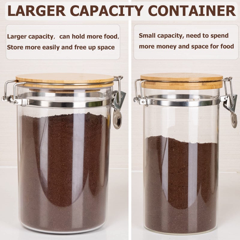 Yangbaga Coffee Container for Ground Coffee,2Ã—58OZ Storage Containers with Shelf & Scoop,Plastics Airtight Coffee Canisters for Ground Coffee Bean,Food Storage Jars for Kitchen,Nuts,Tea,Sugar - Image 3