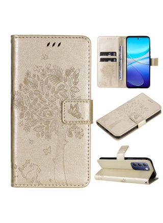 For vivo V40 SE 5G / Y100 IDN Tree & Cat Embossed Pattern Flip Leather Phone Case(Gold) - pzsku/ZF09C666B77CA8F942D65Z/45/1751963879/739905b1-fe9f-49cd-8d95-4a0d734f03c9