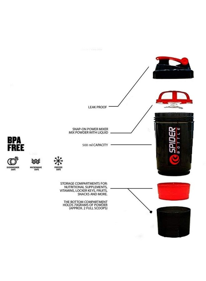 STARDROPS Protein Shaker Bottle, Sipper Bottle Ideal for Protein, Spider Shaker, Cyclone Shaker, Gym Shaker Bottle, BPA-Free - 550ml - Image 2
