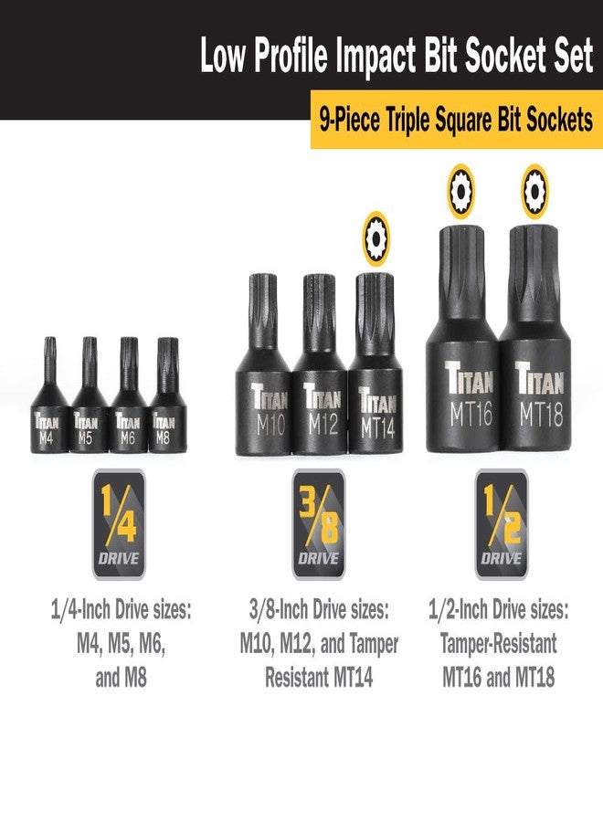 Titan 16138 9-Piece Low Profile Impact Triple Square Bit Socket Set - Image 2