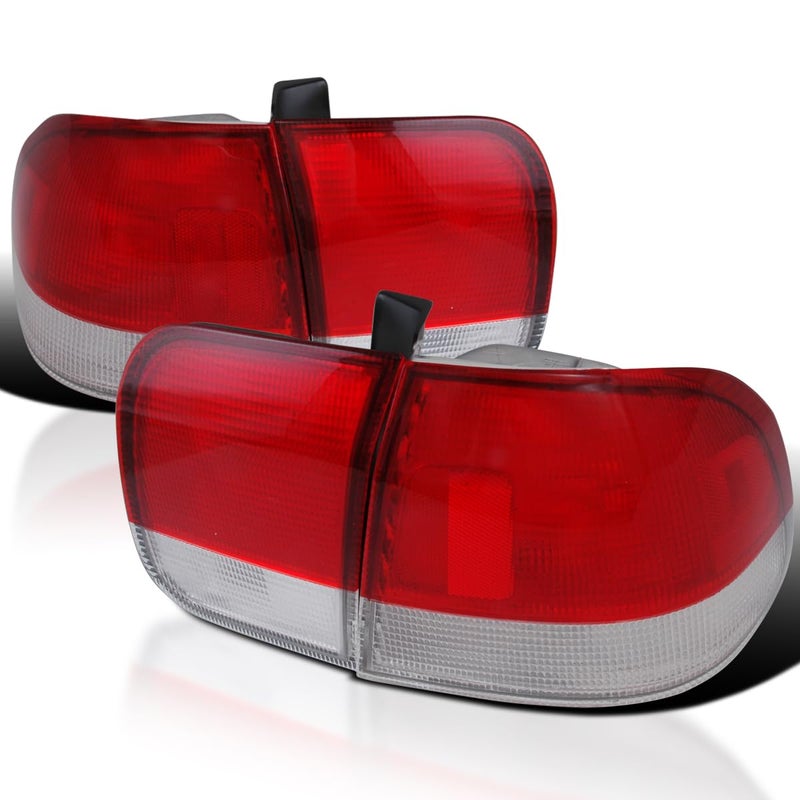 SPECD TUNING Red Tail Lights Compatible with 19961998 Honda Civic 4Door Sedan Left Right Pair Assembly