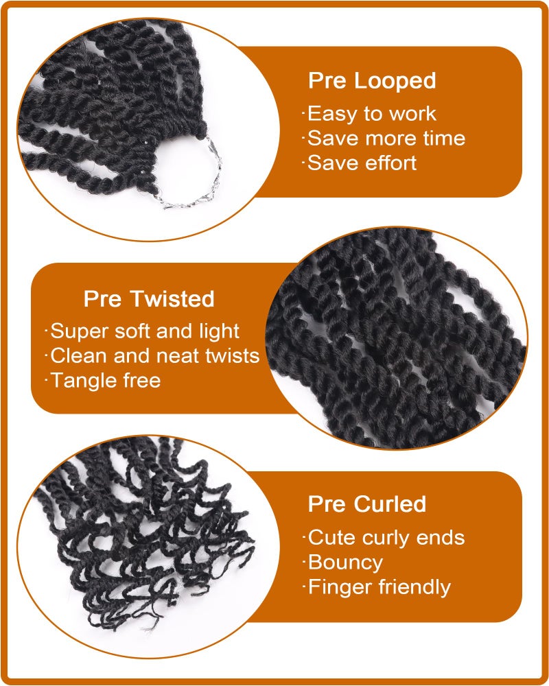 Aeagoo 8 Inch Kids Crochet Hair Wavy Senegalese Twist Crochet Hair Color 2 8 Packs Short Bob Pre Looped Crotchet Braids with Culy Ends for Little Girls (8 Inch,2) - Image 3