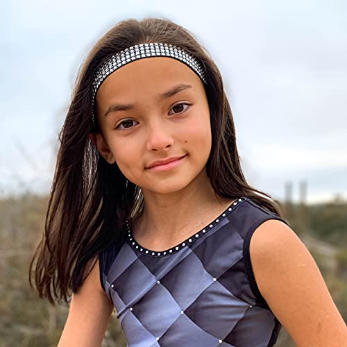 FROG SAC 4 Rhinestone Headbands for Girls, Adjustable Non Slip Gymnastics Sports Headband for Kids, Sparkly Little Girl Gymnast Hair Bands Accessories, Dance Sport Bling Hairbands - Image 2