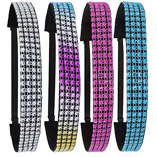 FROG SAC 4 Rhinestone Headbands for Girls, Adjustable Non Slip Gymnastics Sports Headband for Kids, Sparkly Little Girl Gymnast Hair Bands Accessories, Dance Sport Bling Hairbands - Image 1