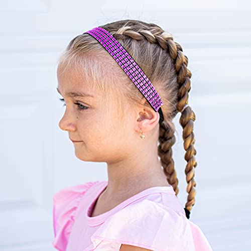 FROG SAC 4 Rhinestone Headbands for Girls, Adjustable Non Slip Gymnastics Sports Headband for Kids, Sparkly Little Girl Gymnast Hair Bands Accessories, Dance Sport Bling Hairbands - Image 3
