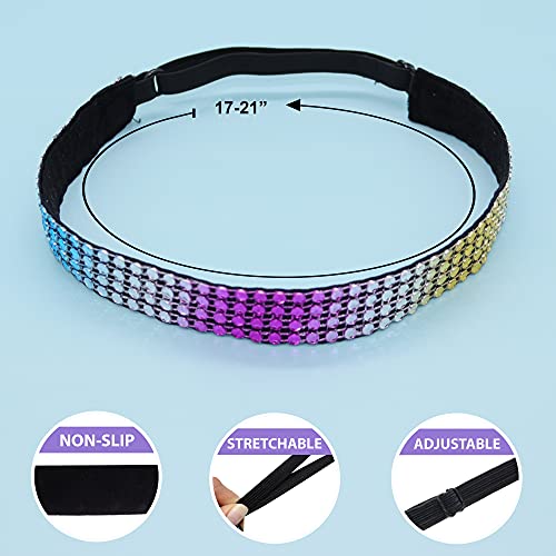 FROG SAC 4 Rhinestone Headbands for Girls, Adjustable Non Slip Gymnastics Sports Headband for Kids, Sparkly Little Girl Gymnast Hair Bands Accessories, Dance Sport Bling Hairbands - Image 4