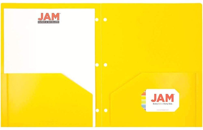 JAM PAPER Heavy Duty Plastic 3 Hole Punch Pocket Folders - Extra Tough School Folders - Assorted Primary Colors - 6/Pack - Image 5