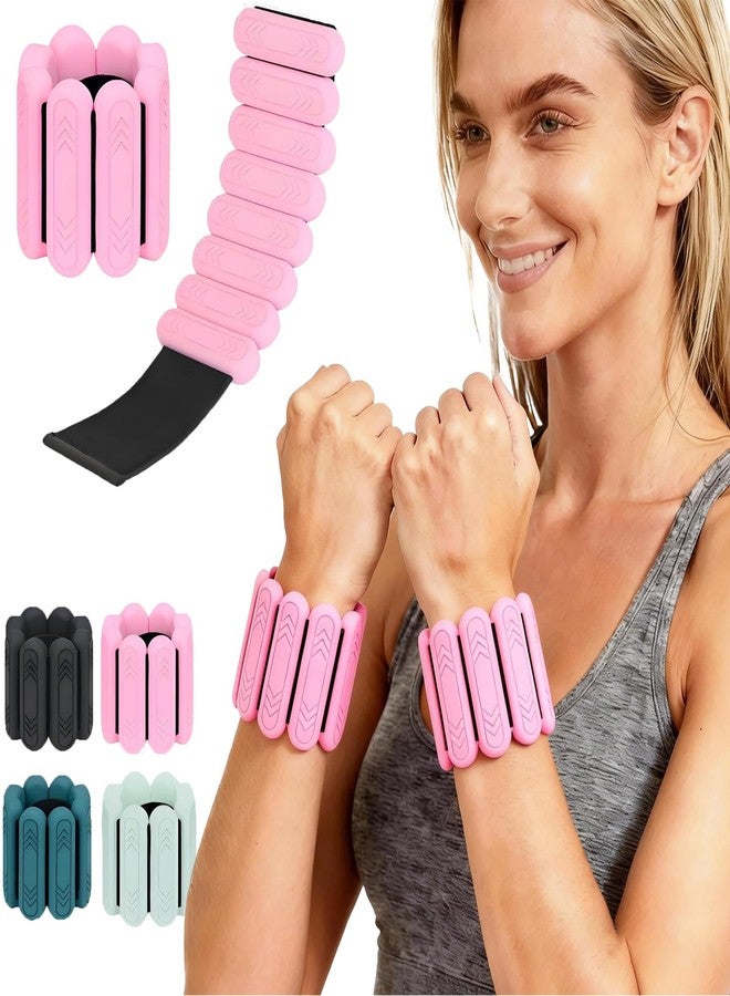 Smlper Ankle Weights Set of 2(1 lb/2 lb Each) - Premium Adjustable Wrist & Ankle Weights for Women Men, Strength Training Silicone Bracelets for Swimming, Running, Pilates, Yoga, Gym (Pink) - Image 1