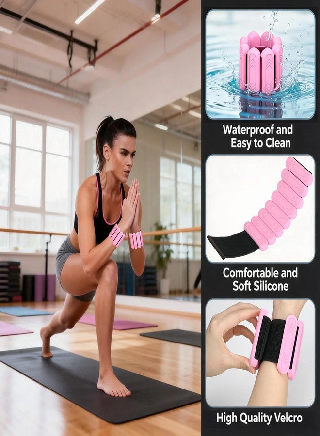 Smlper Ankle Weights Set of 2(1 lb/2 lb Each) - Premium Adjustable Wrist & Ankle Weights for Women Men, Strength Training Silicone Bracelets for Swimming, Running, Pilates, Yoga, Gym (Pink) - Image 3