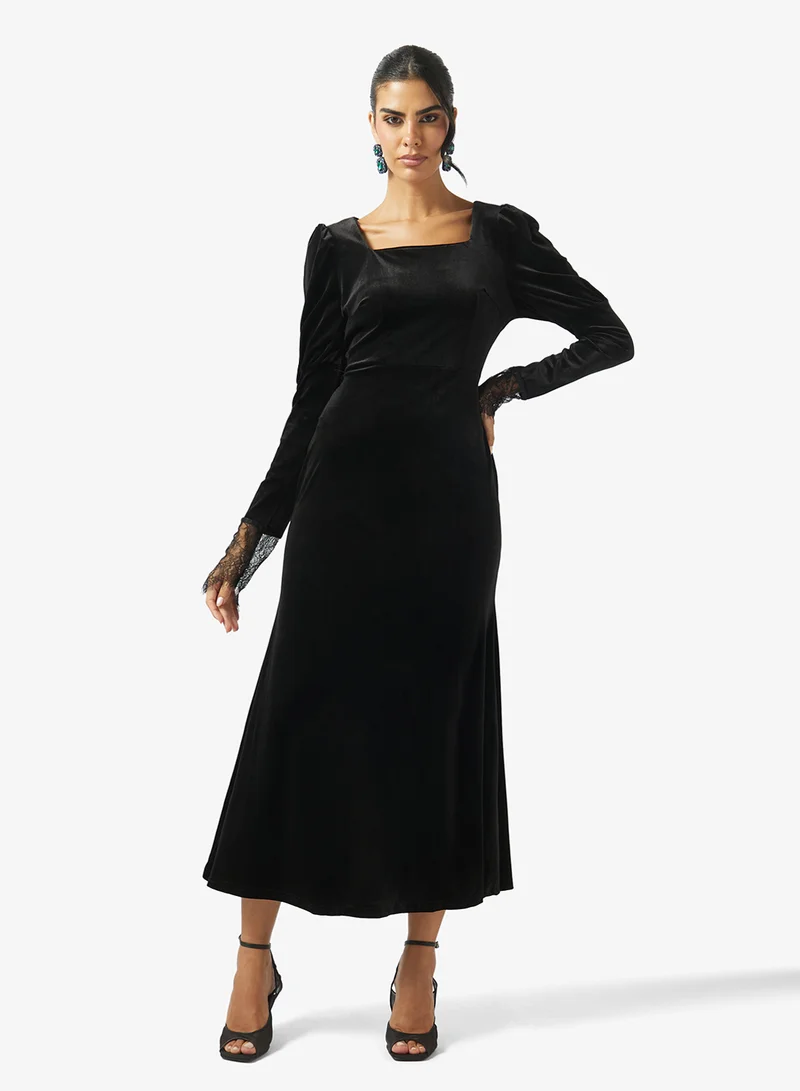 Puff Sleeved A-line Dress