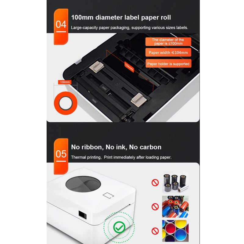 Thermal Label Printer With US Plug High Speed Shipping Sticker Printer For Supermarkets Warehouses Offices - Image 5