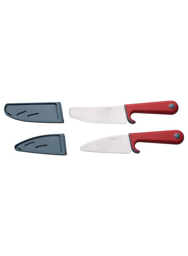 Zaboon 2-Piece Knife Set, Light Turquoise/Bright Red - Image 1