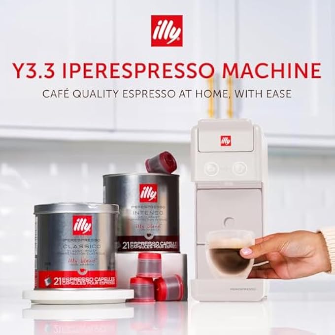 Illy Y33 Espresso Machine  White With 2 Cans Of Classico Iperespresso Capsules 21 Count Each  Medium Roast - Image 3