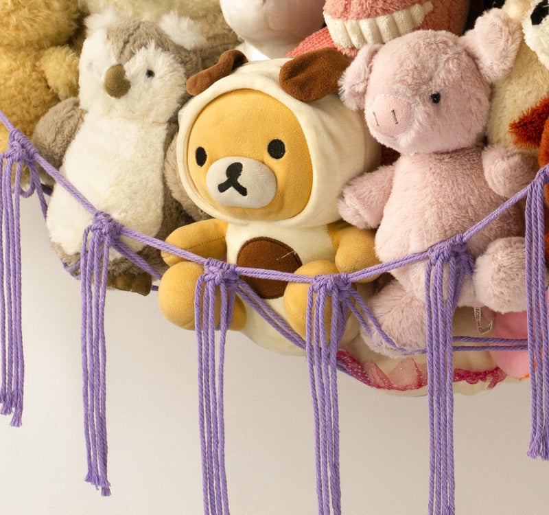 mirolam Stuffed Animal Storage Hammock or Net - Toy Hammock Net for Stuffed Animals Corner - Hanging Stuff Animal Organizer Holder Ideas for Plush Plushie - Purple Kids Baby Nursery Wall Bedroom Room Decor - Image 3